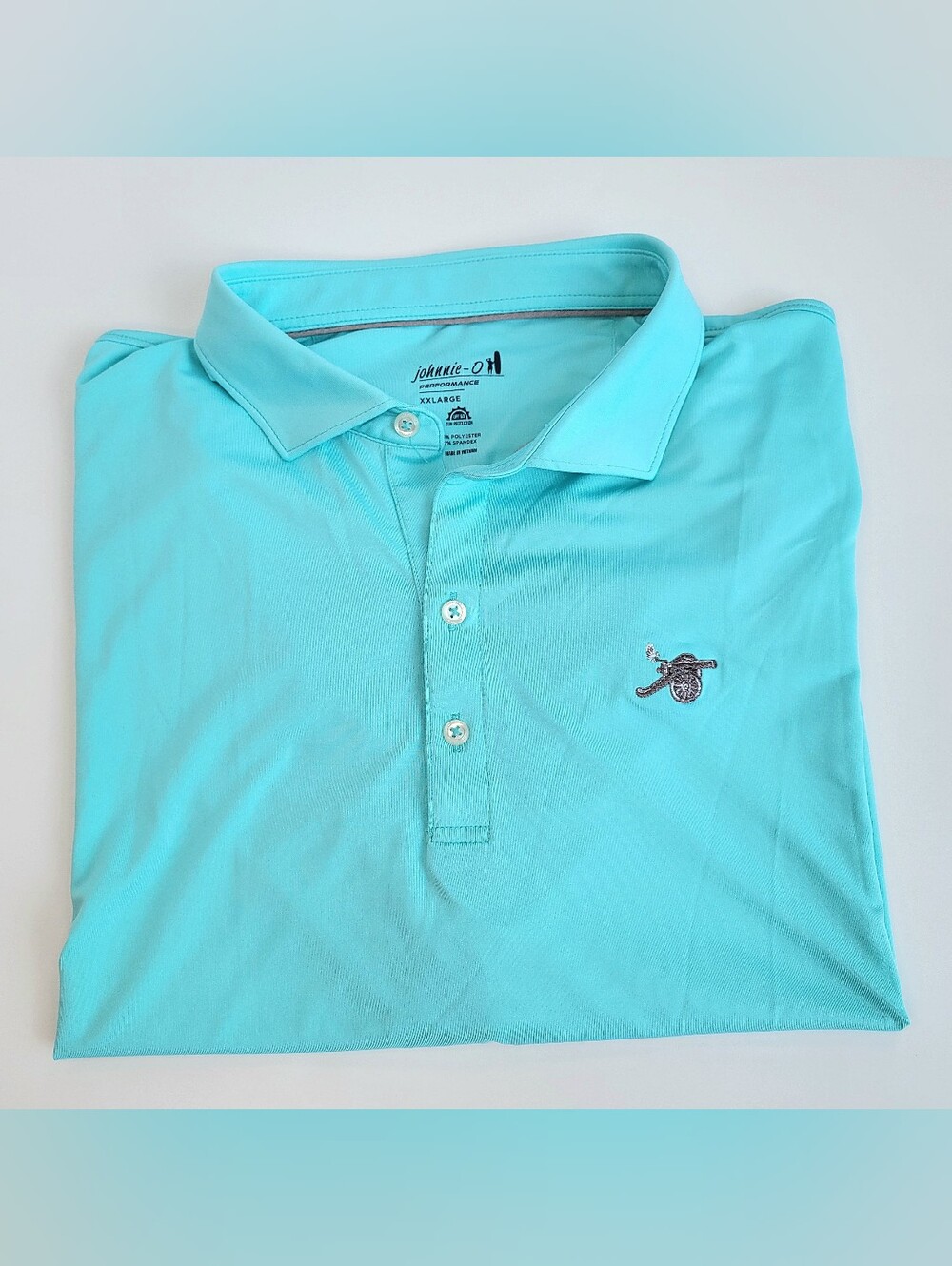 Johnnie-O Birdie Performance Polo Shirt XL "Tarpon Blue" The Cannon Club LOGO